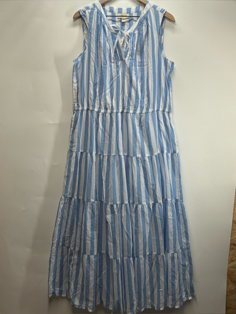 NEW Style & Co XL Blue White Stripe Maxi Dress Cotton Tiered Coastal Beach Vaca